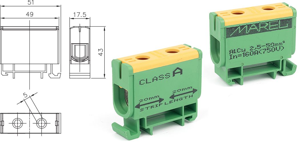 MAREL STEZALJKA KLASE A JEDNOPOLNA 2,5-50mm²